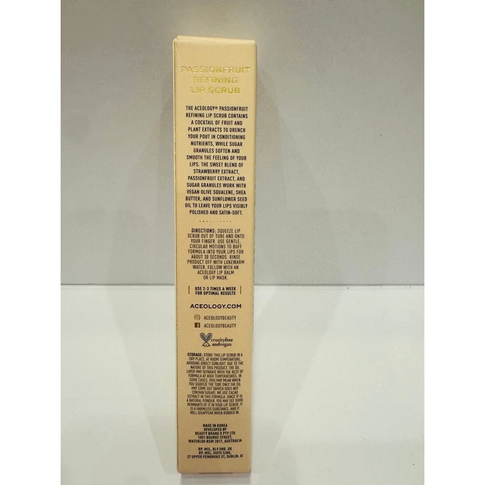 Aceology Passionfruit Refining Lip Scrub 0.5oz‎ Yellow Exfoliating Treatment